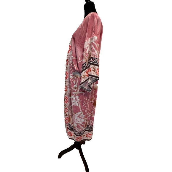 Boho Kimono Cover-Up Robe | One Size | Printed Open Front Duster Layer - Picture 7 of 9